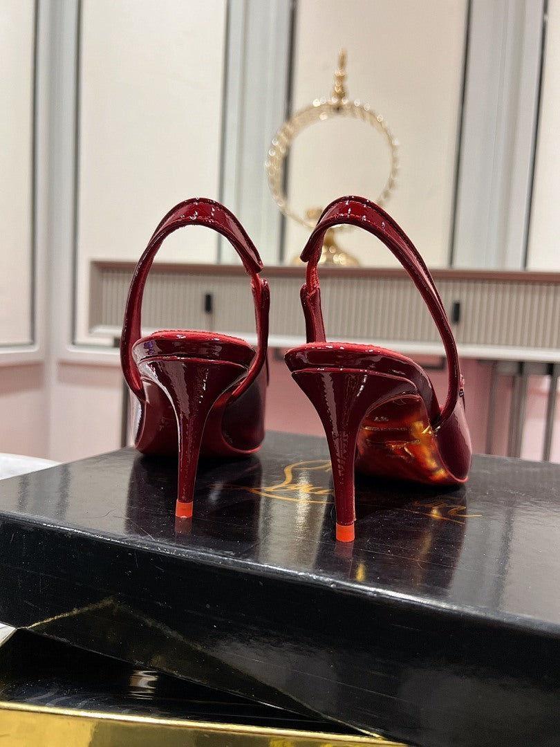 RED PATENT SLINGBACK HEELS