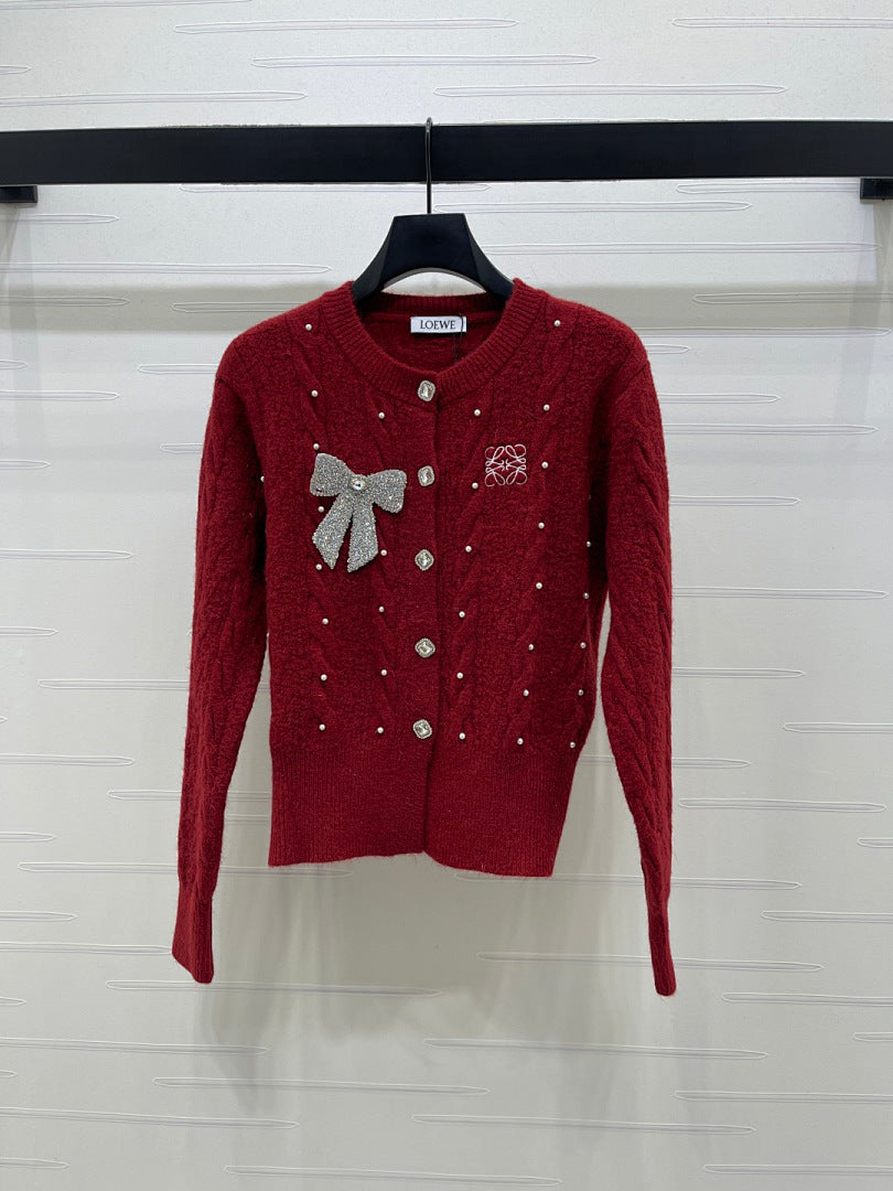 PEARL EMBELLISHED KNIT CARDIGAN