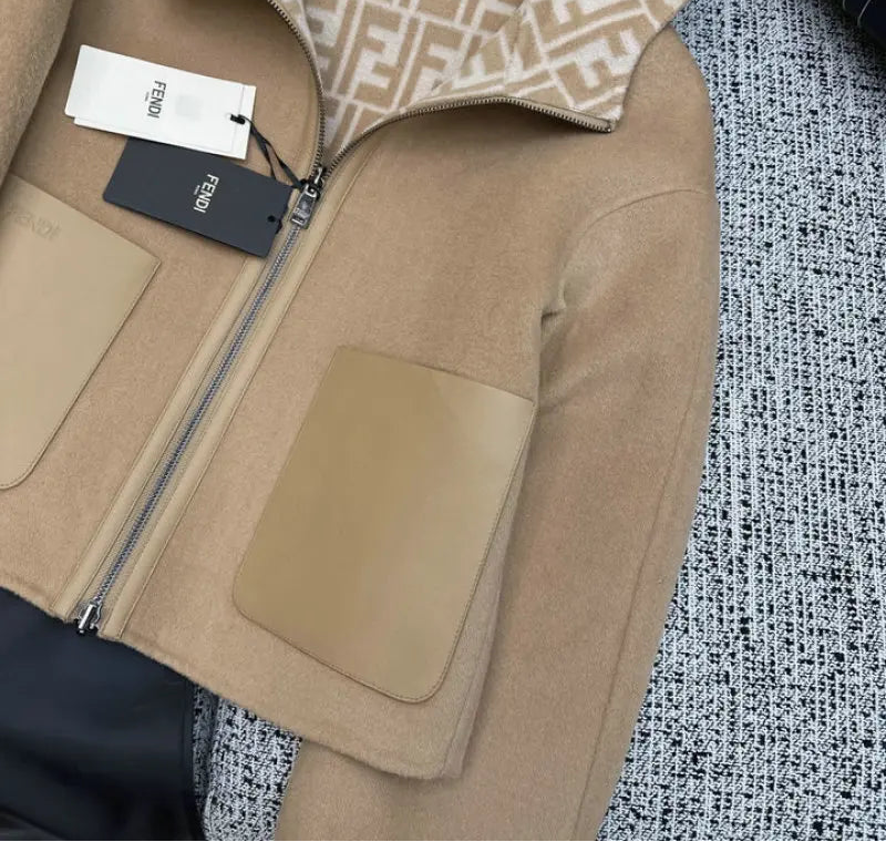 HOODED WOOL BLEND ZIP JACKET