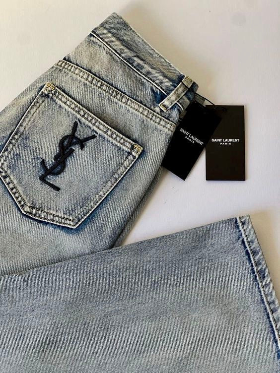 LIGHT WASH DENIM JEANS WITH EMBROIDERED LOGO
