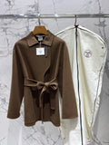 BELTED WOOL-BLEND COAT WITH ASYMMETRIC FRONT