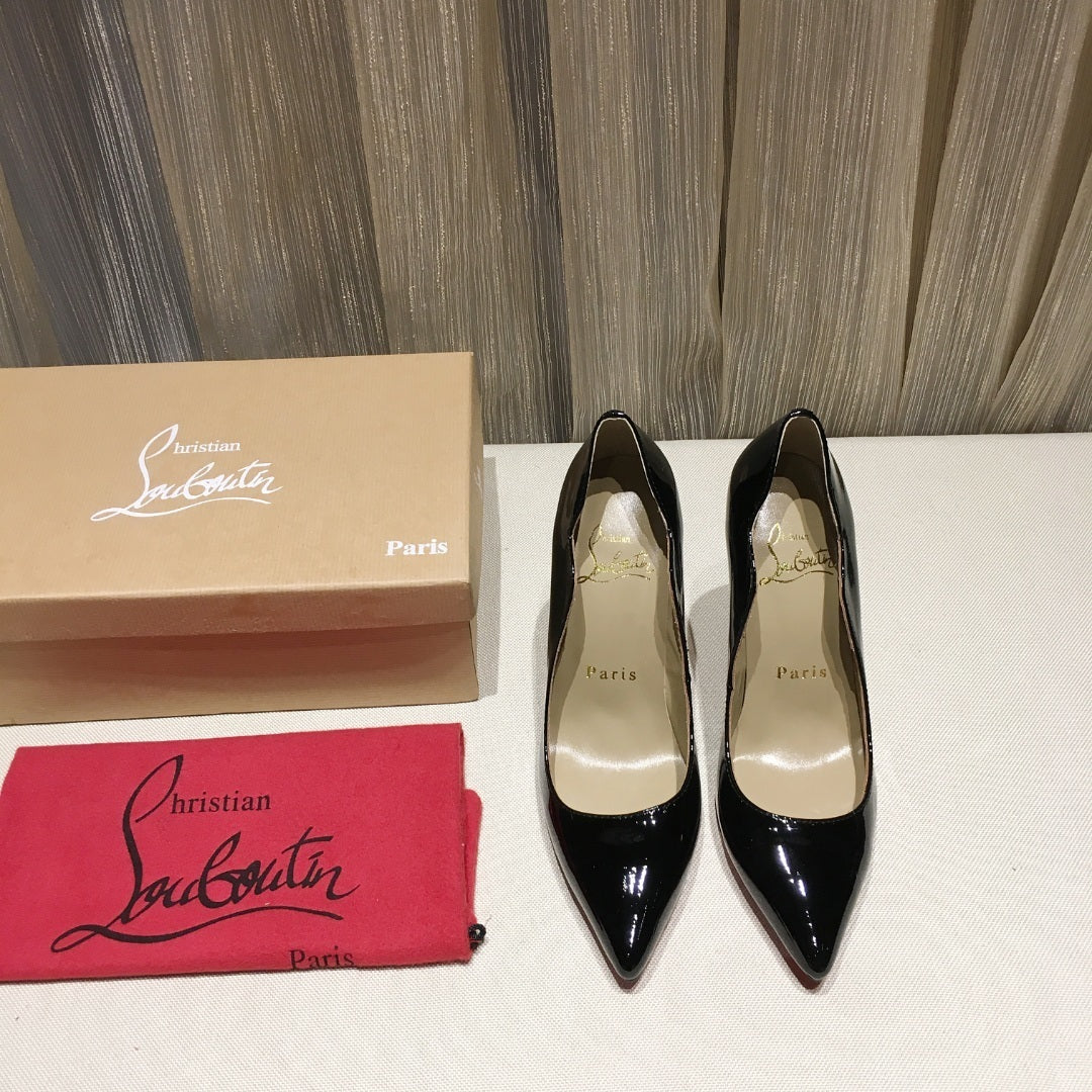 PATENT RED SOLE STILETTO PUMPS – CLASSIC BLACK