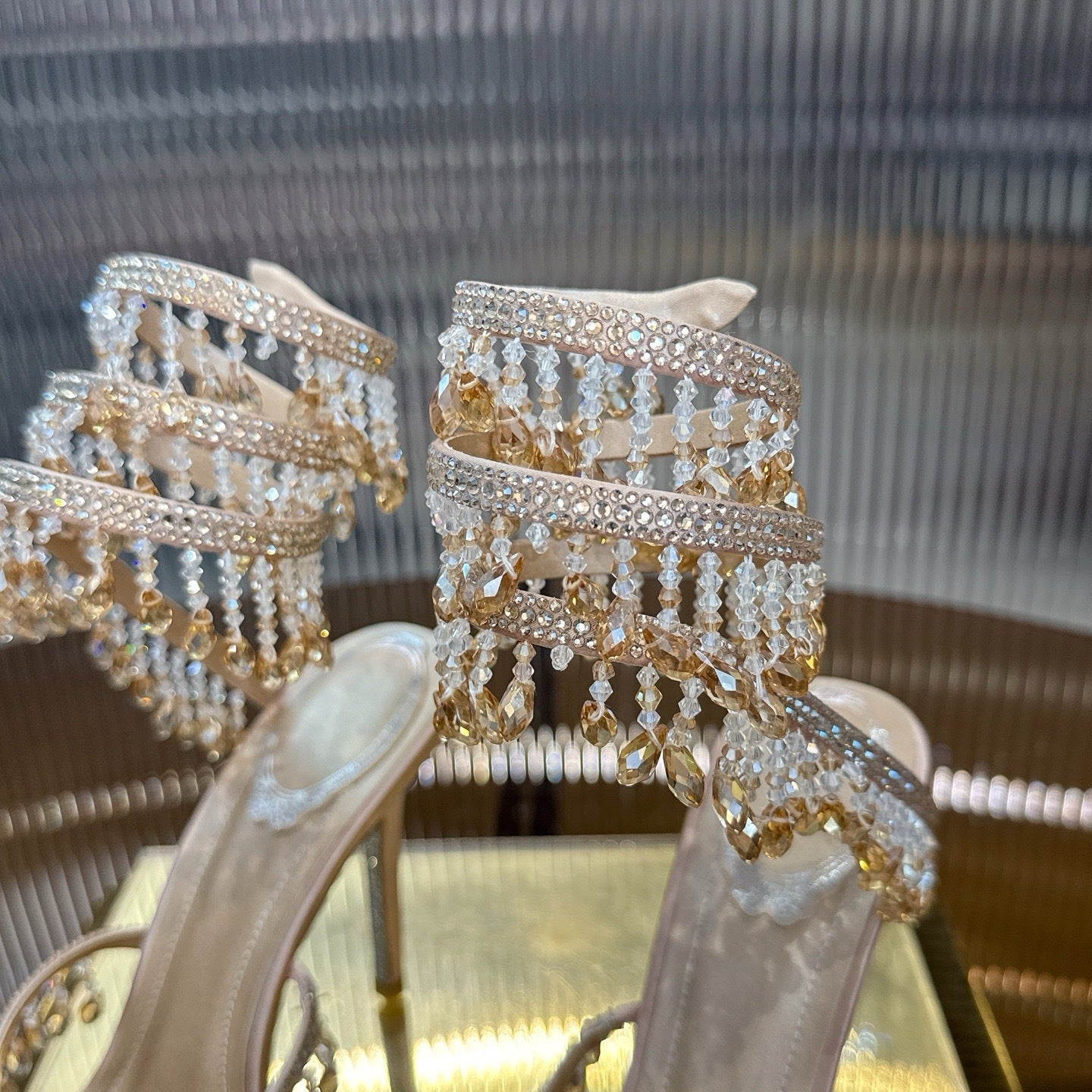 CHAMPAGNE CASCADE HEELS