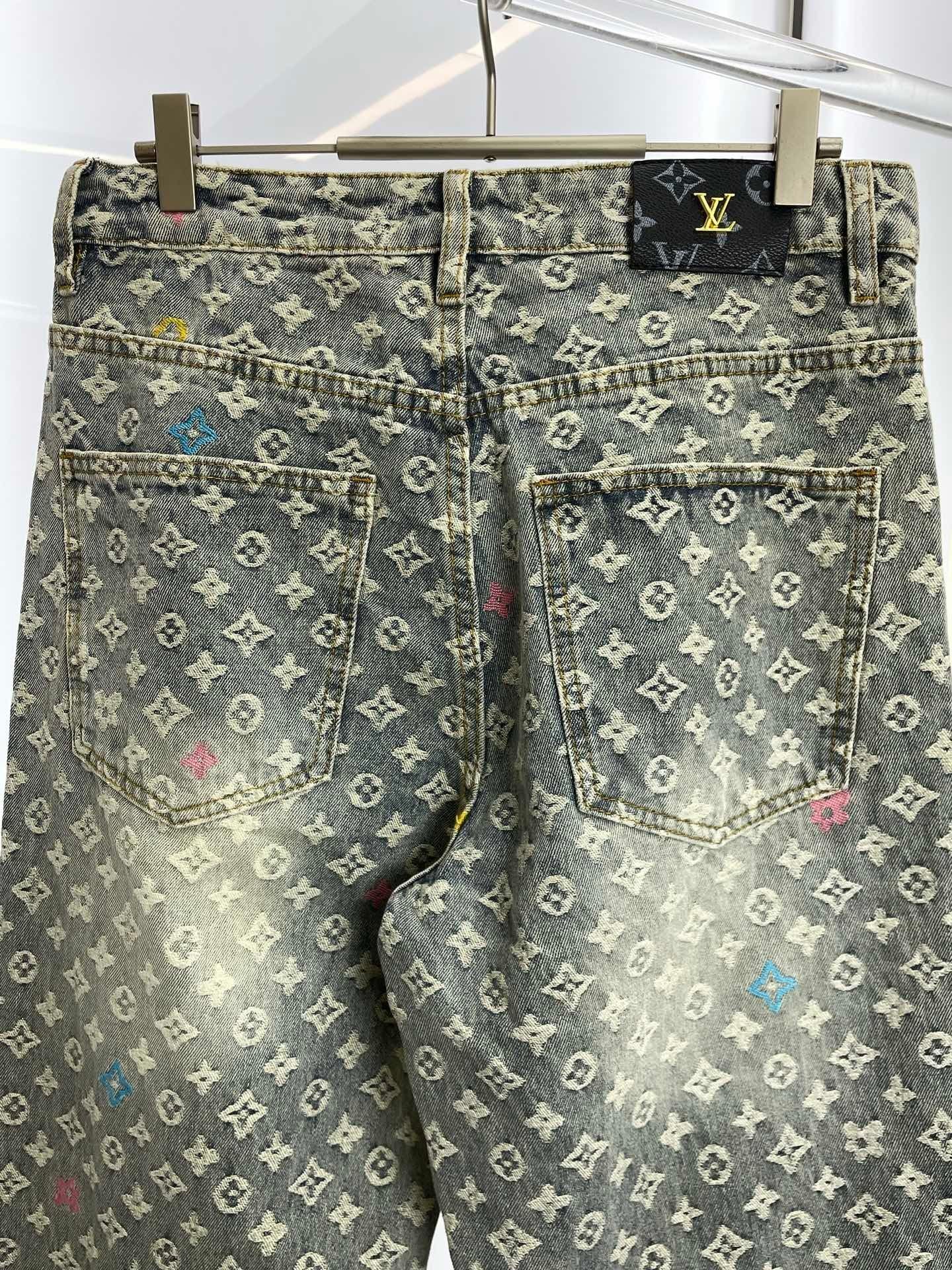 MONOGRAM JACQUARD STRAIGHT-LEG DENIM JEANS