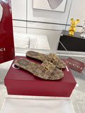 MONOGRAM CANVAS HORSEBIT SLIDE SANDALS