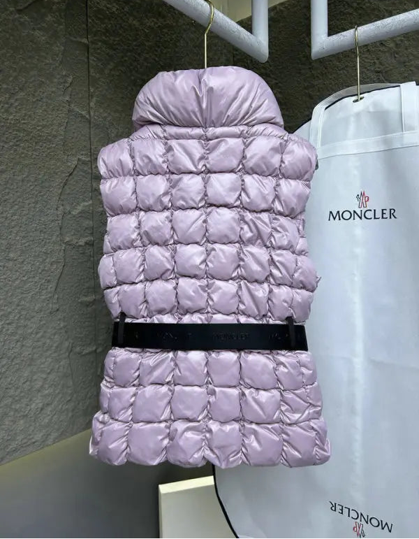 BELTED QUILTED HOODED PUFFER VEST