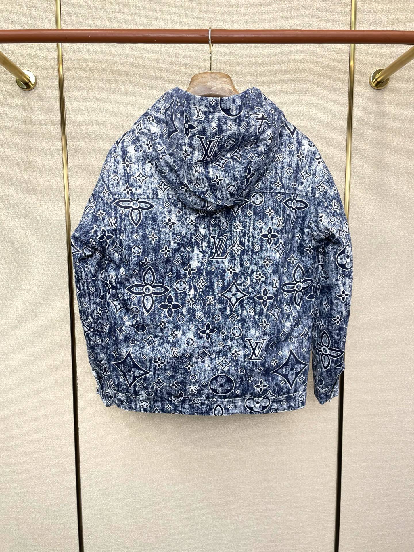 ALL-OVER JACQUARD ZIP-UP DENIM JACKET