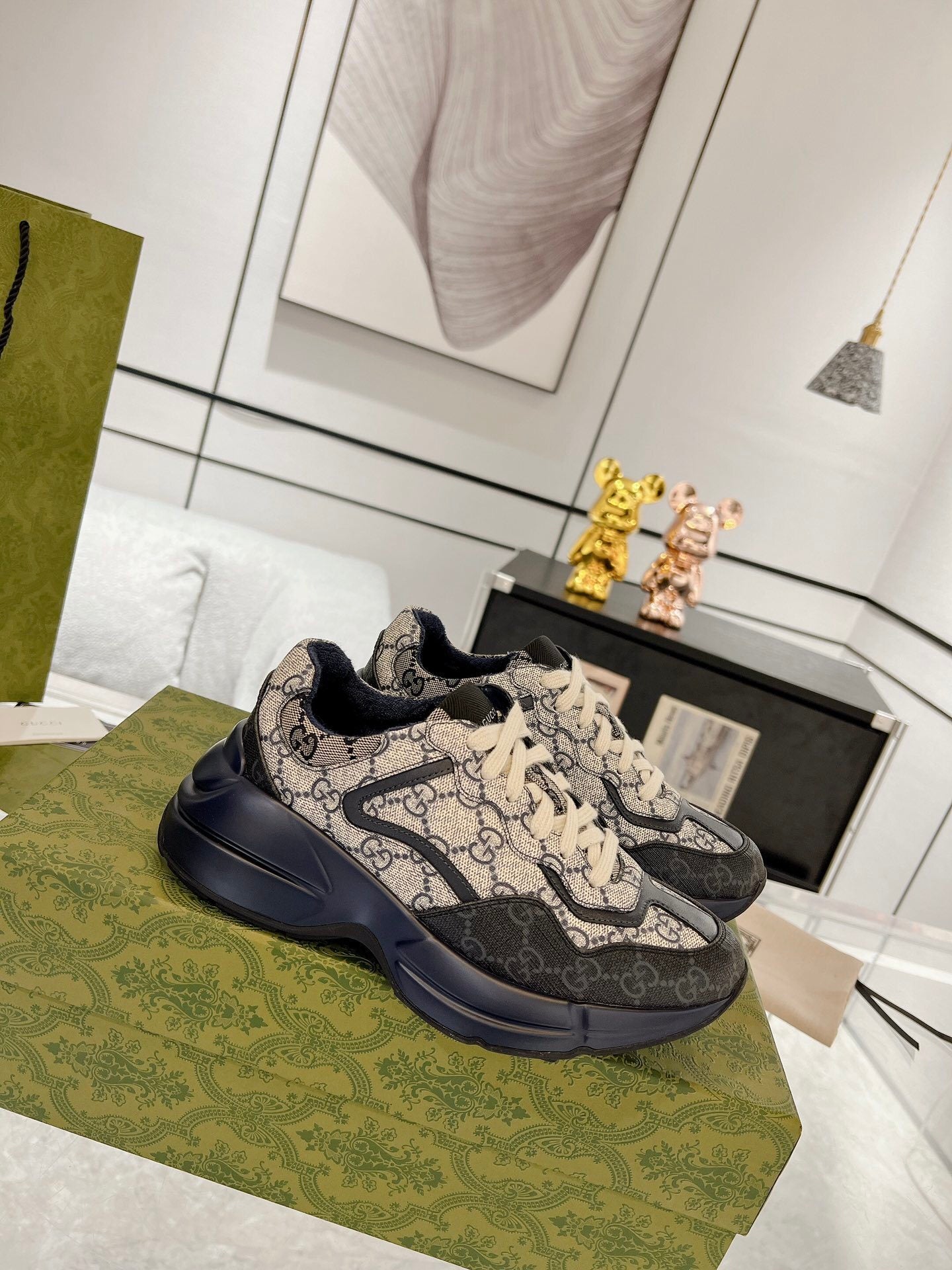 BROWN MONOGRAM CHUNKY SNEAKERS