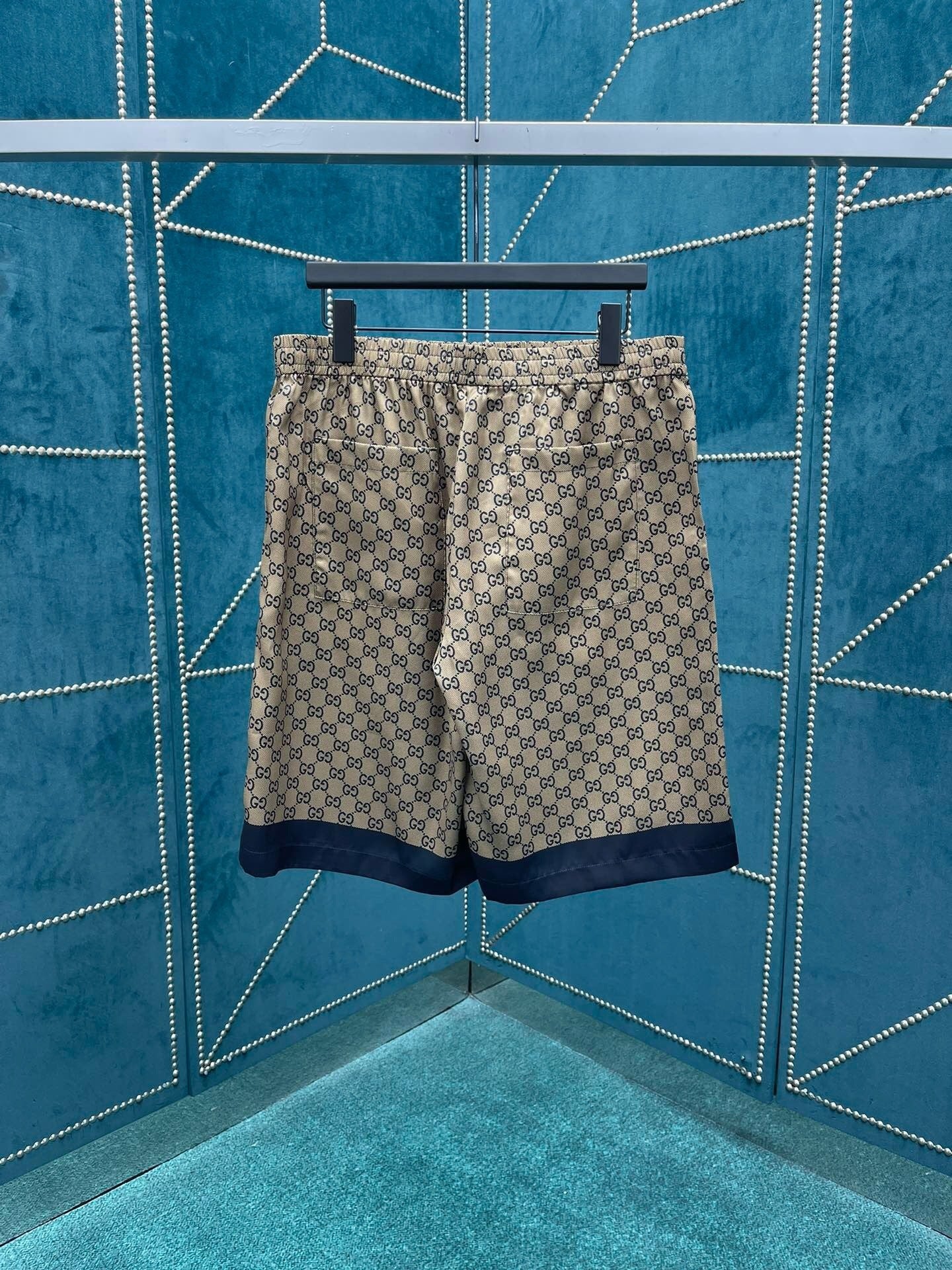 MONOGRAM PRINT SILK-STYLE SHIRT & SHORTS SET