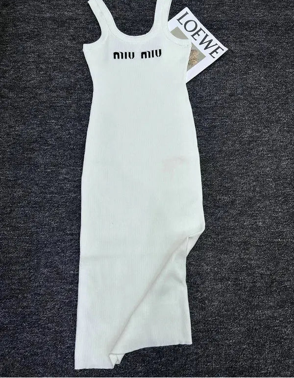 RIBBED LOGO MIDI TANK DRESS