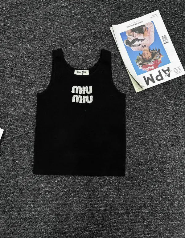 RIBBED LOGO KNIT TANK TOP