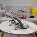 SILVER STRAPPY LOGO HEEL SANDALS