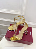 GOLD TRANSPARENT STRAPPY HEEL SANDALS
