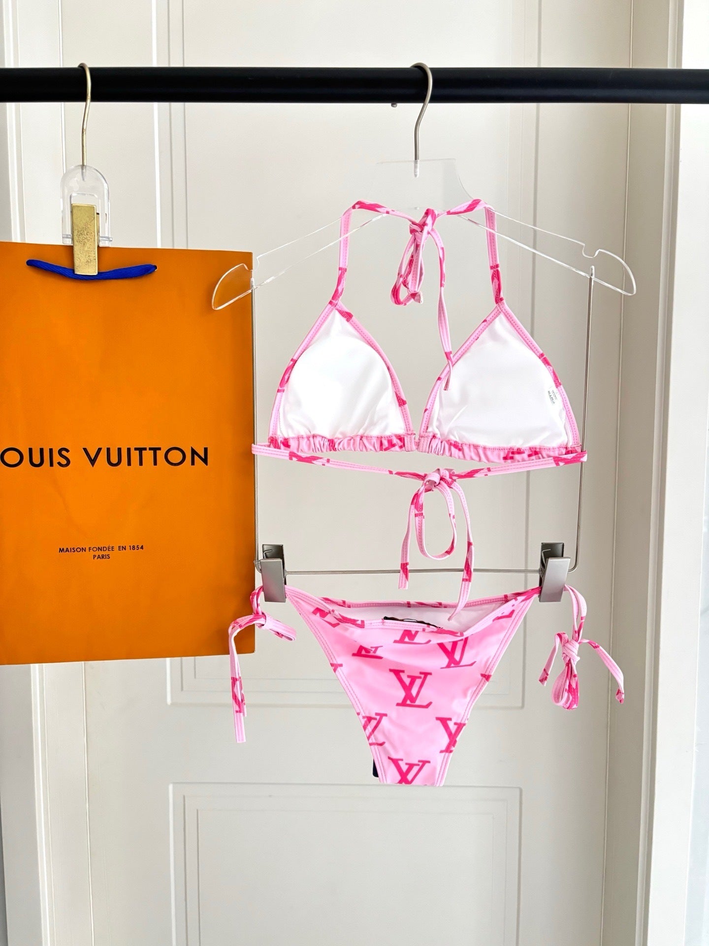 PINK MONOGRAM TRIANGLE BIKINI SET