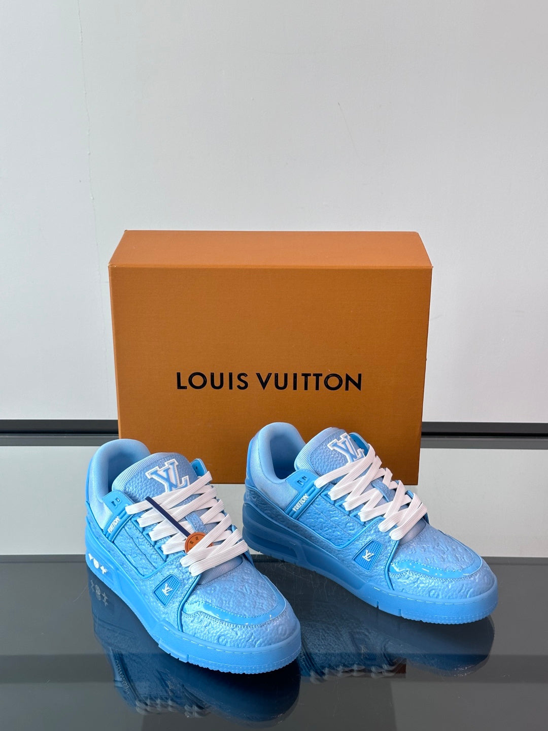 BLUE MONOGRAM LOW-TOP SNEAKERS