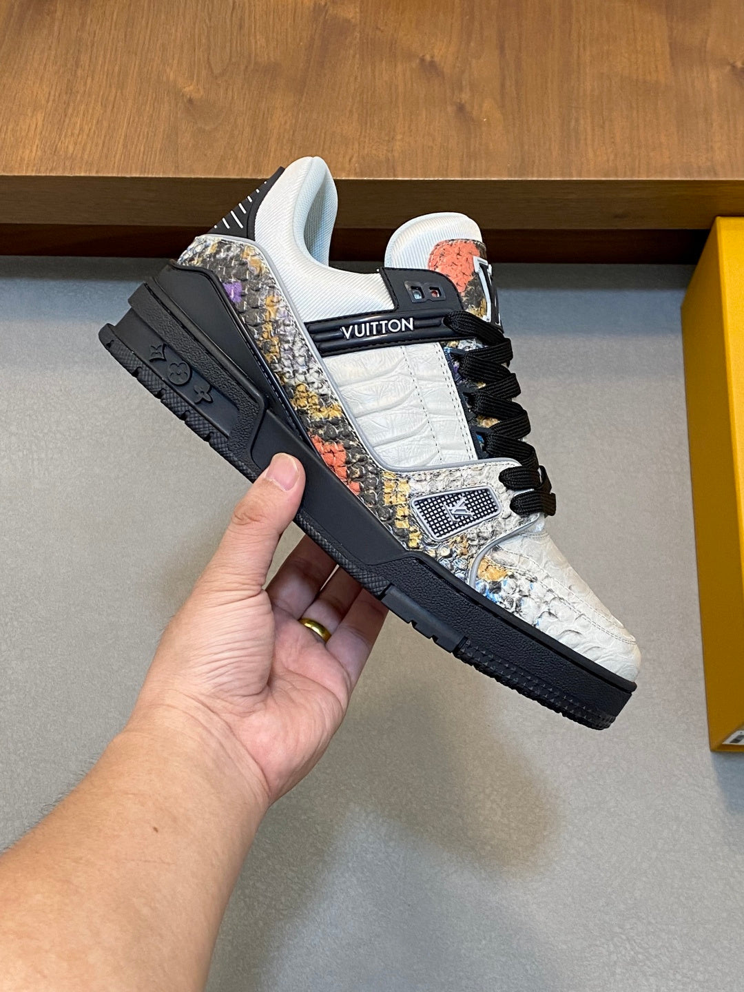 MULTICOLOR SNAKESKIN LOW-TOP SNEAKERS