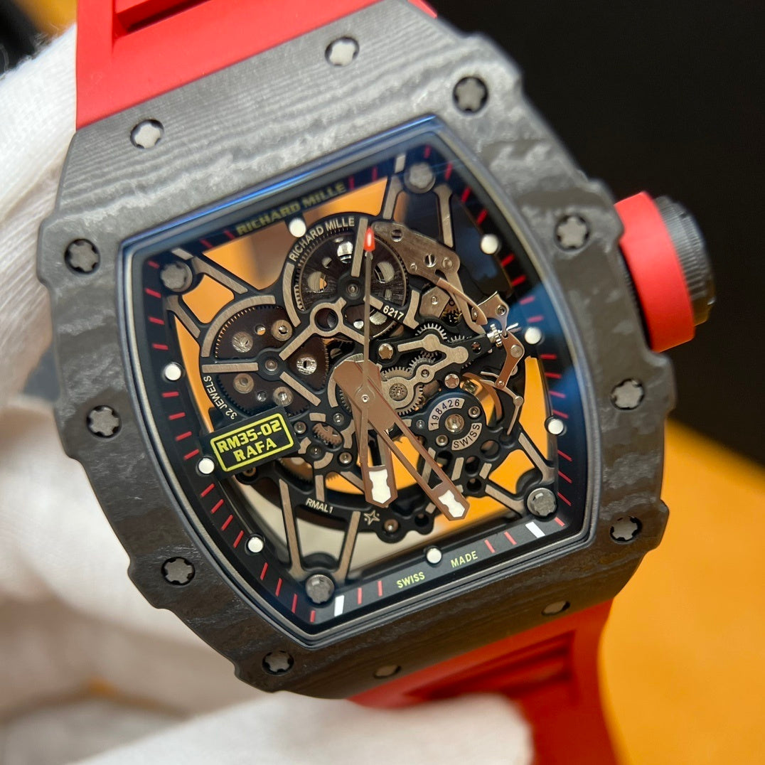SKELETON SPORT LUXURY RED STRAP WATCH