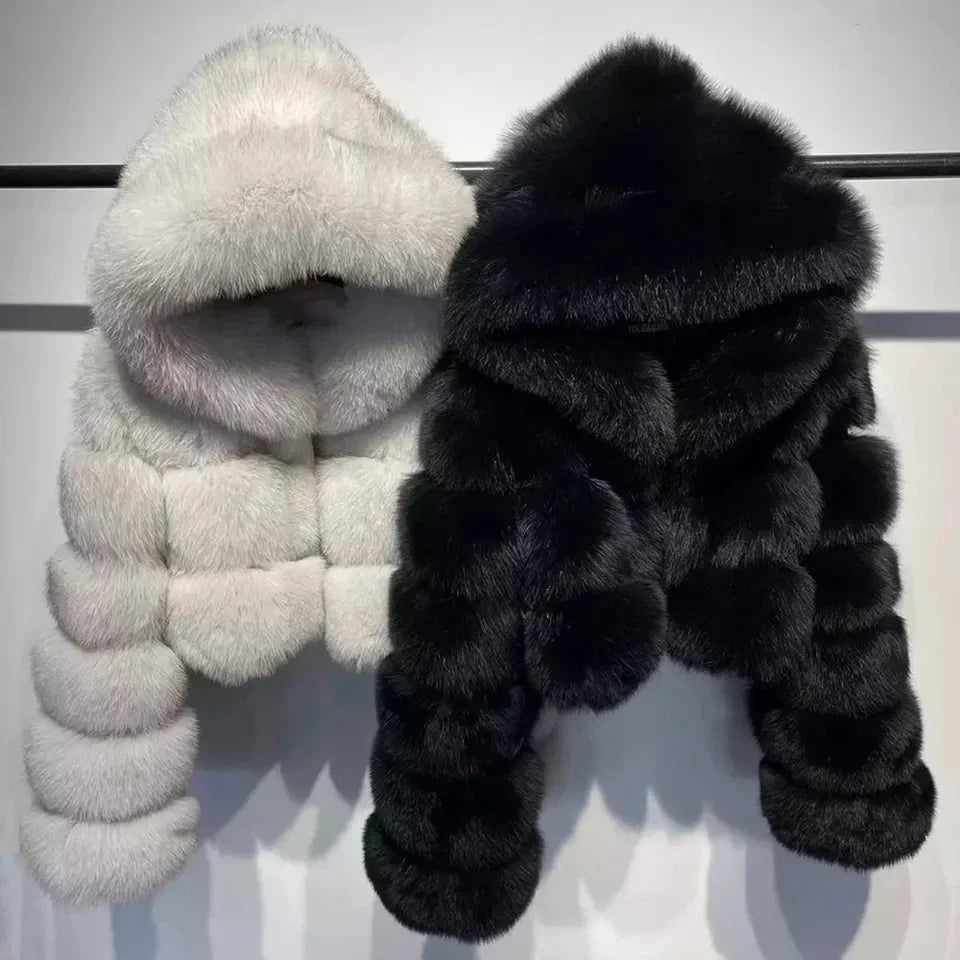 OVERSIZED FUR HOODED JACKET