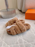 WARM TEDDY TEXTURE SLIDES WITH PADDED STRAPS