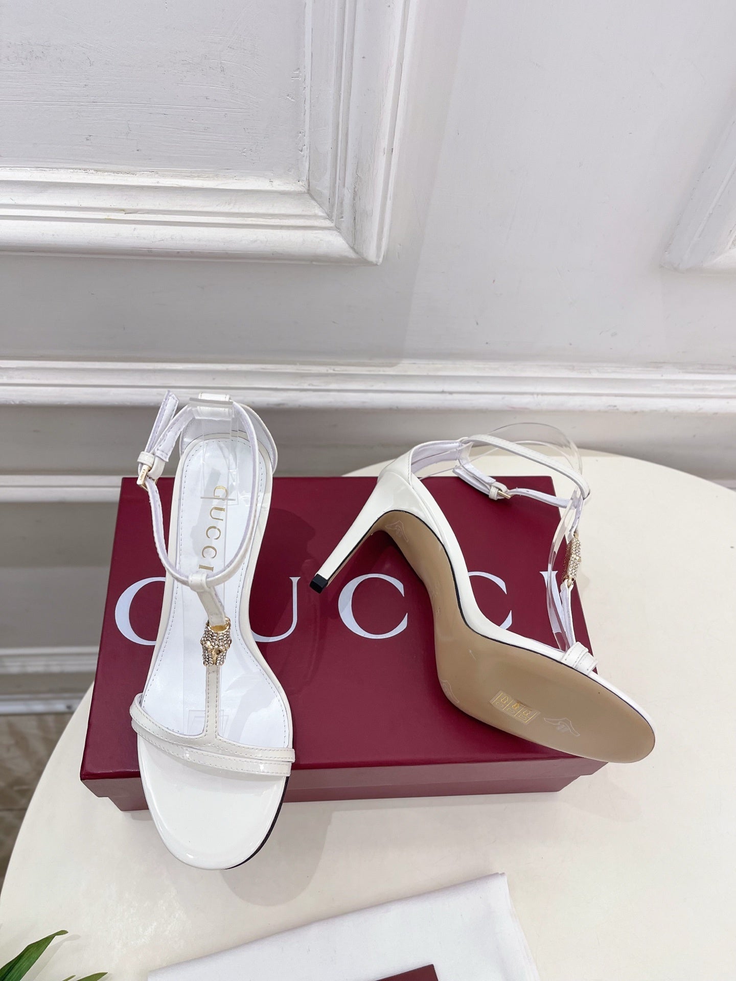 WHITE TRANSPARENT STRAPPY HEEL SANDALS