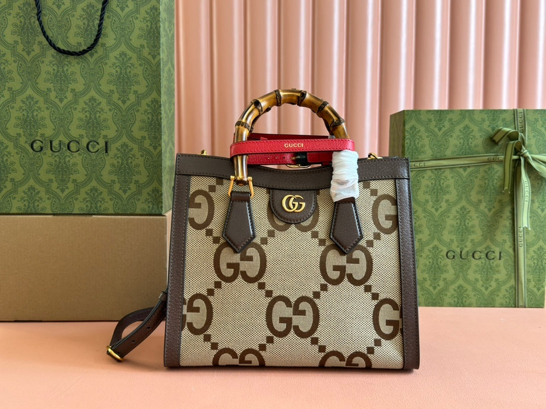 LUXURY BAMBOO HANDLE MONOGRAM MINI TOTE BAG