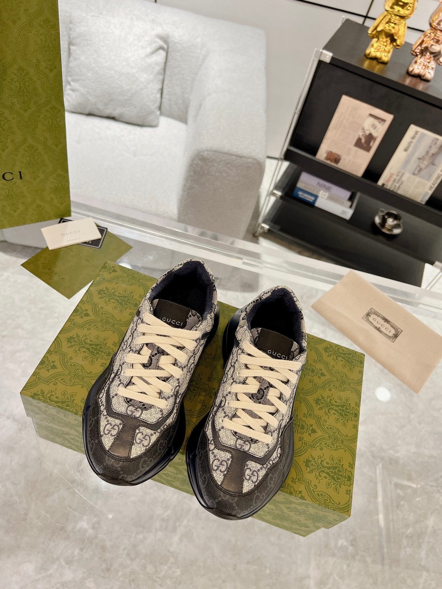 BROWN MONOGRAM CHUNKY SNEAKERS