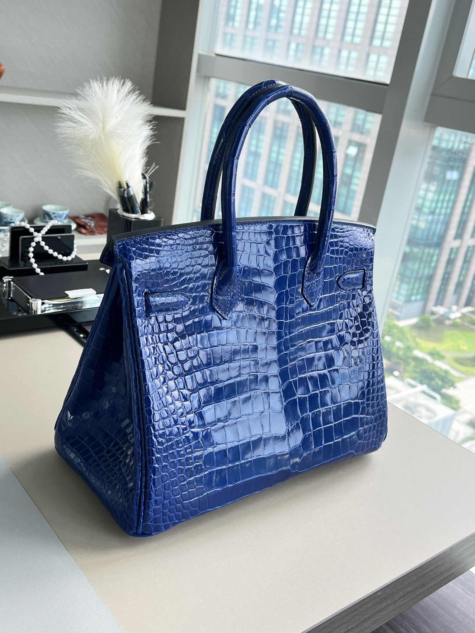 SAPPHIRE CROC BIRKIN