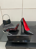 METALLIC DAGGER STILETTO PUMPS – BLACK PATENT EDITION