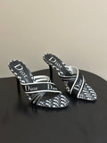 MONOGRAM CANVAS LOGO STRAP HEEL SANDALS