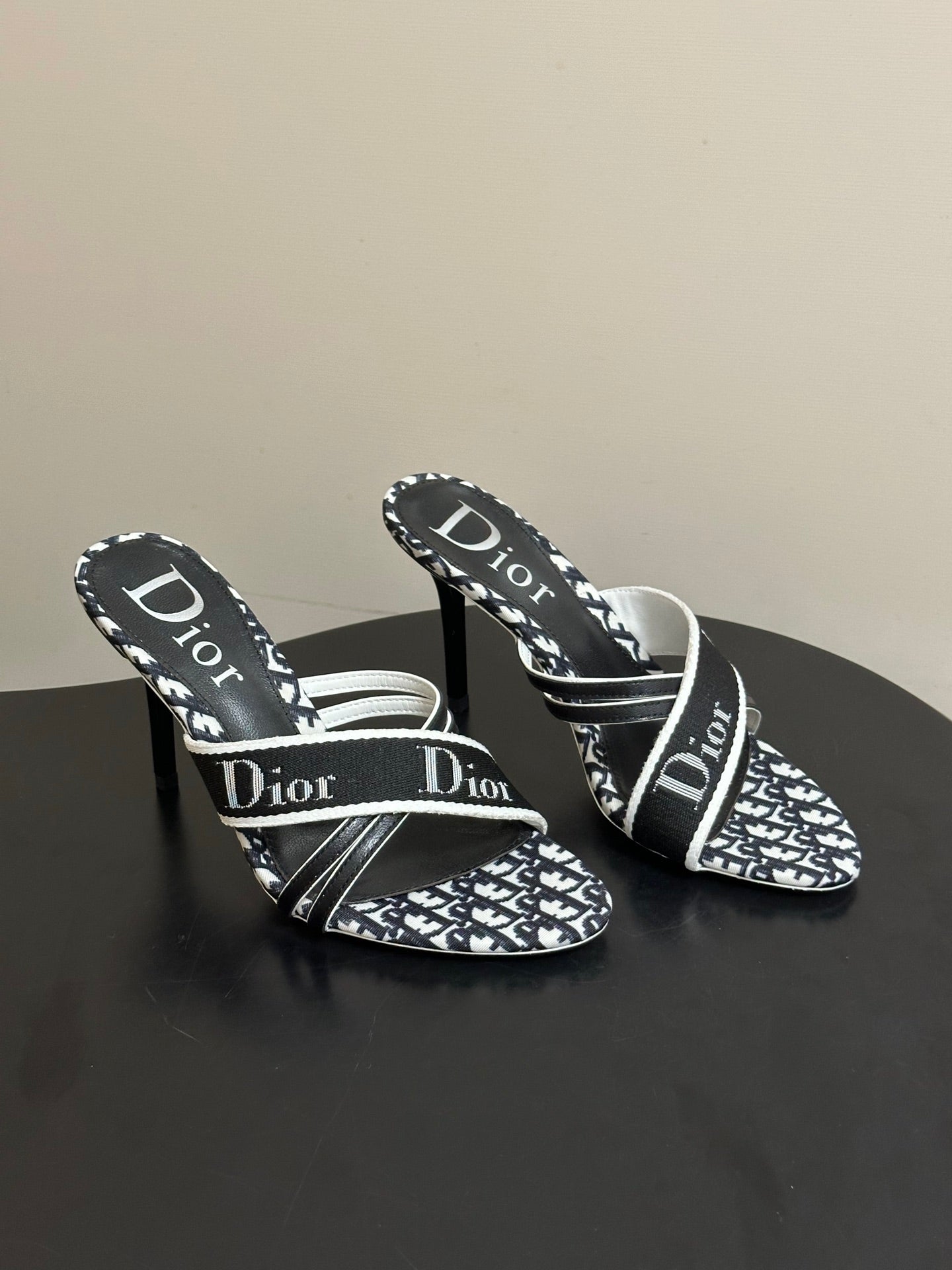 MONOGRAM CANVAS LOGO STRAP HEEL SANDALS