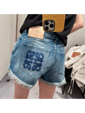 DISTRESSED DENIM FRAYED HEM SHORTS
