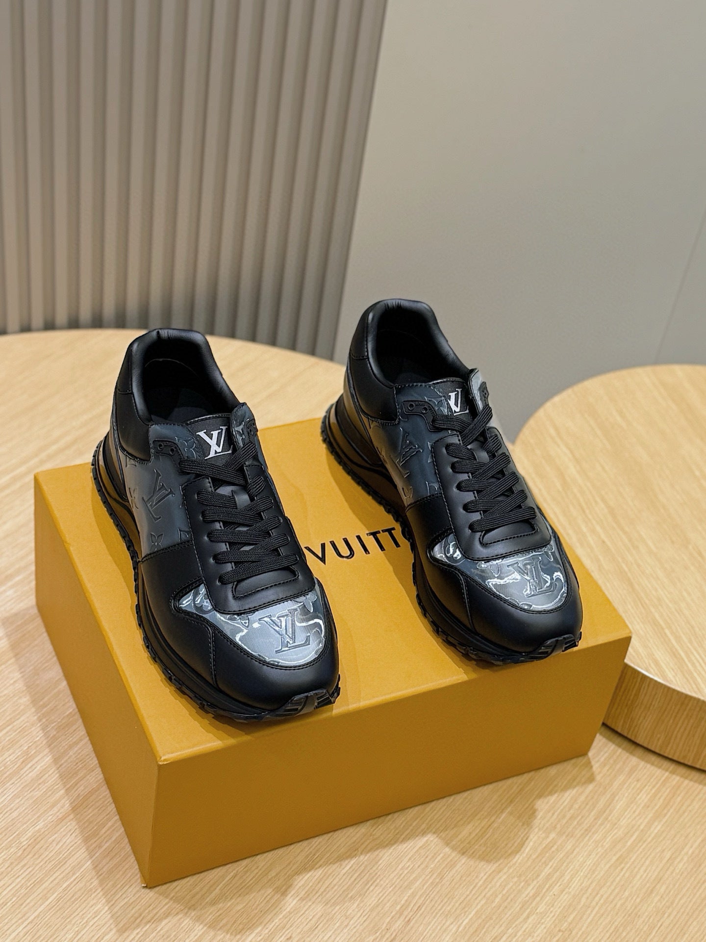 BLACK MONOGRAM PANEL SNEAKERS