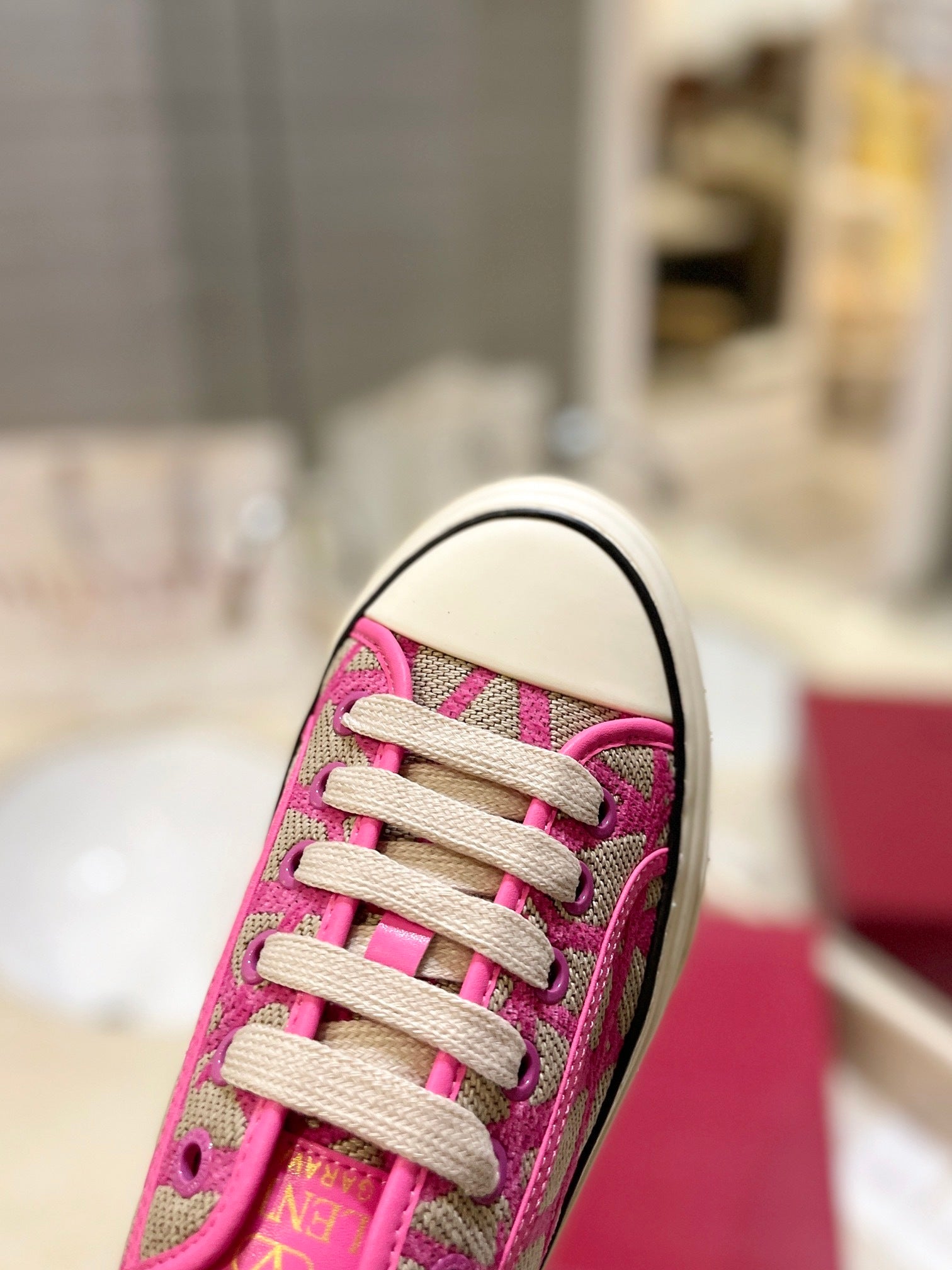 PINK MONOGRAM LOW-TOP SNEAKERS