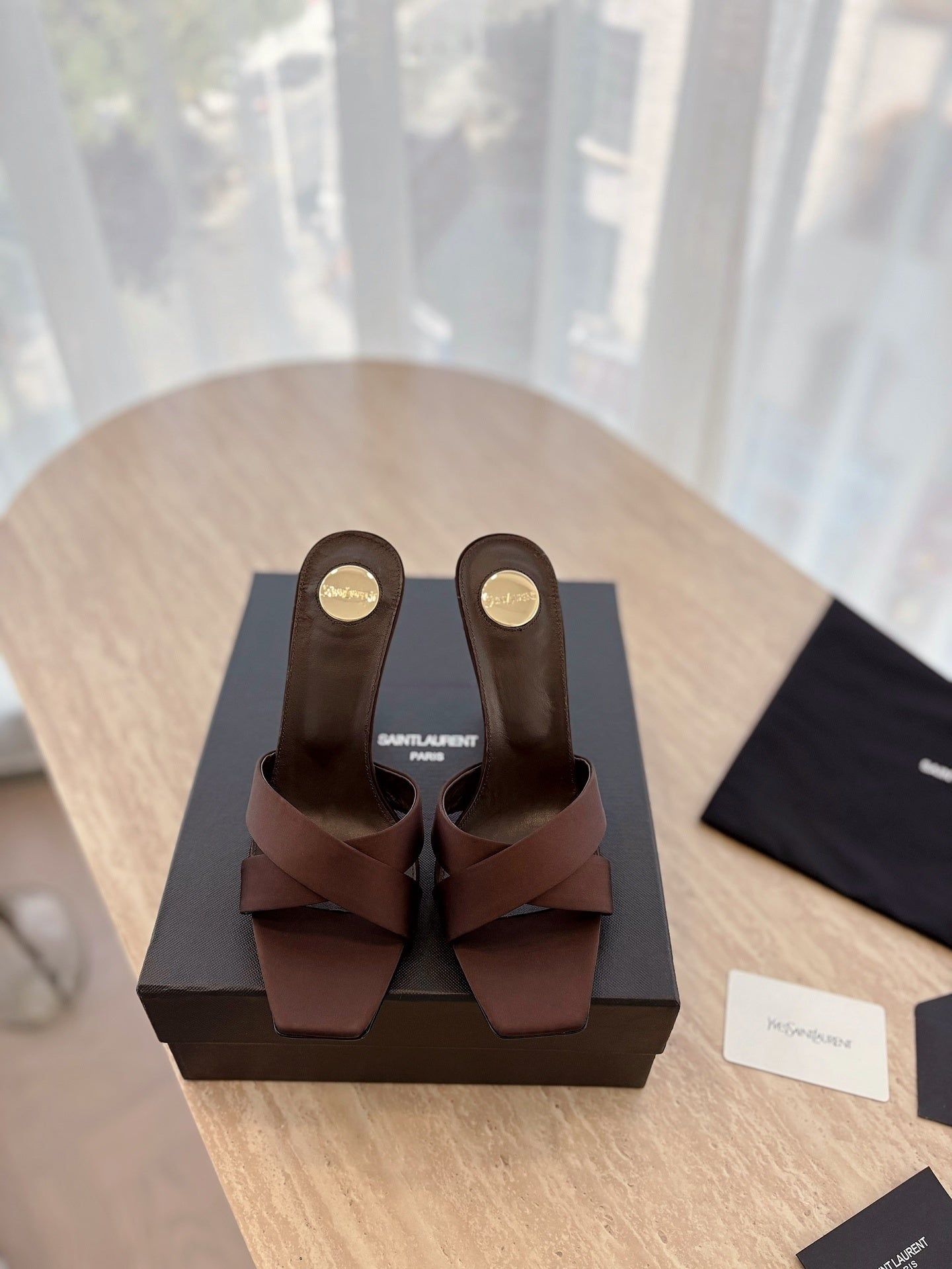 BROWN MINIMAL HEEL SANDALS