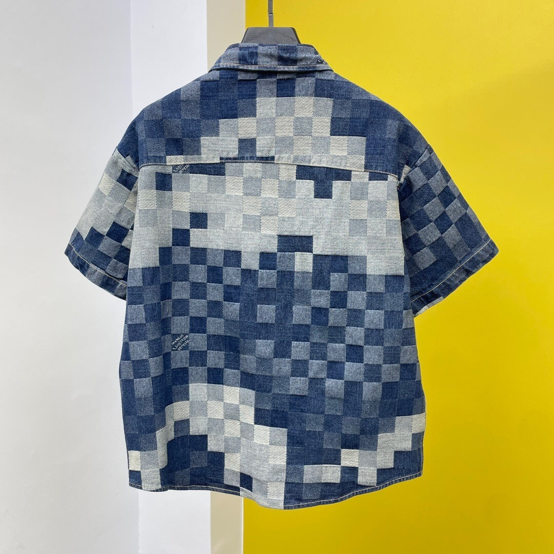 PIXEL CHECK DENIM SET