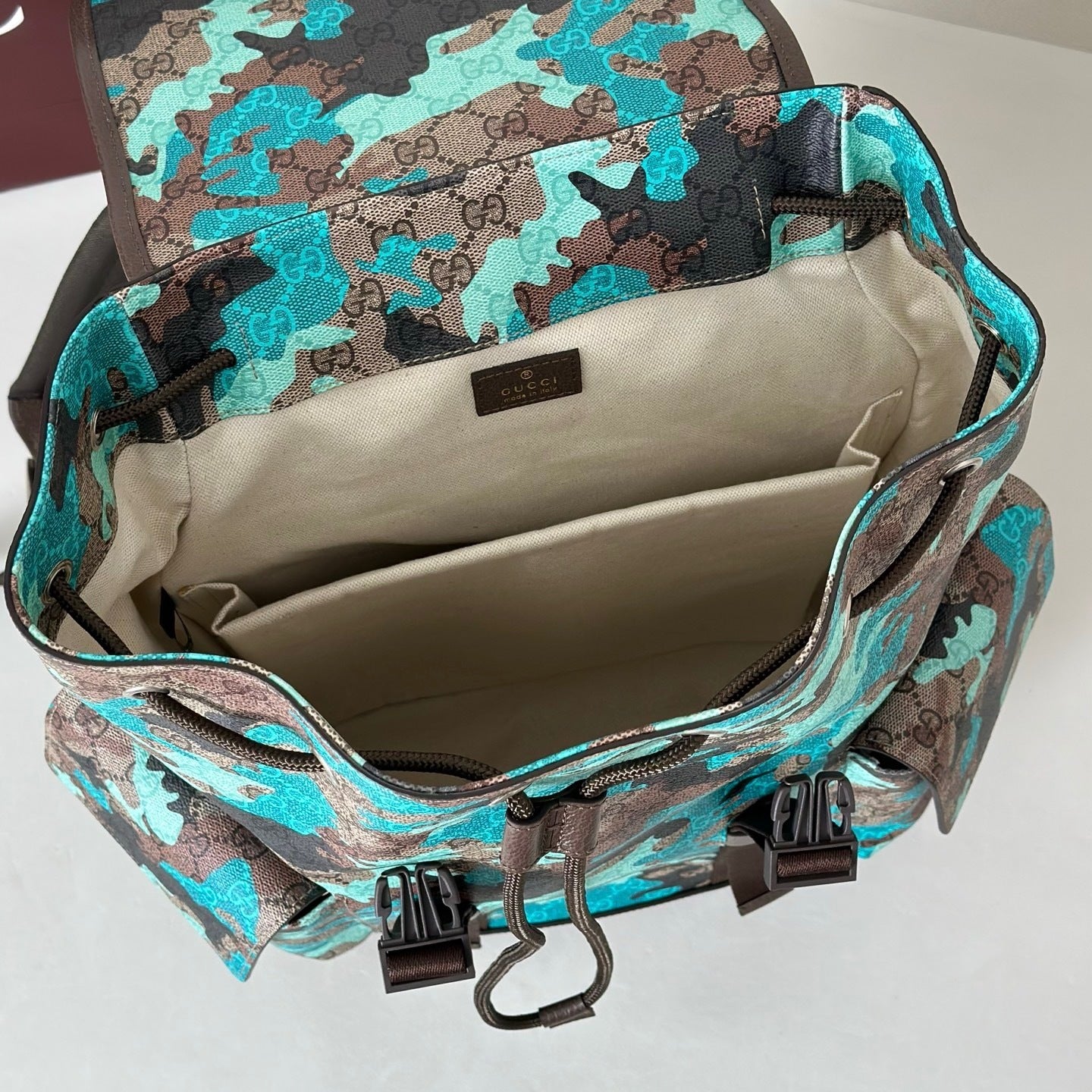 CAMOUFLAGE CANVAS BACKPACK – BLUE/TEAL