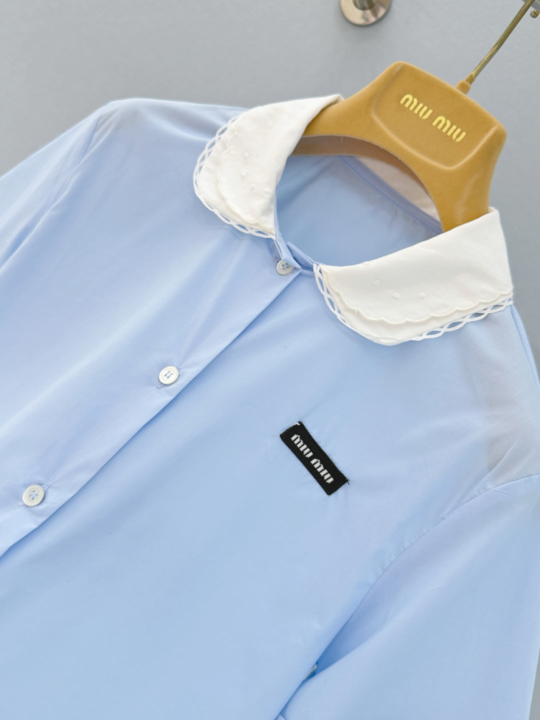 SCALLOPED COLLAR BUTTON SHIRT