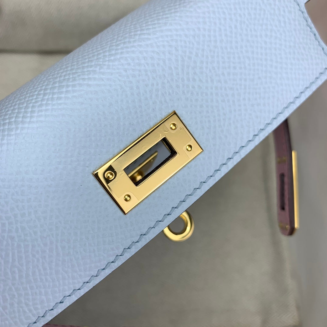 LUXURY MINI BLUE & PINK LEATHER CROSSBODY BAG