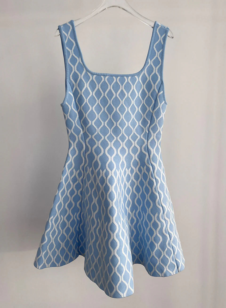 ELEGANT BLUE FIT & FLARE MINI DRESS