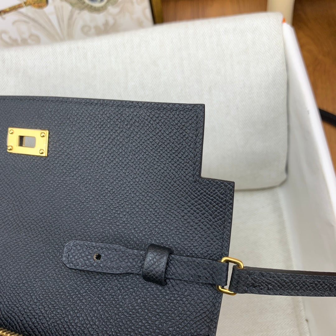 LUXURY BLACK LEATHER WALLET CROSSBODY BAG