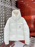 WHITE PADDED HOODED WINTER JACKET