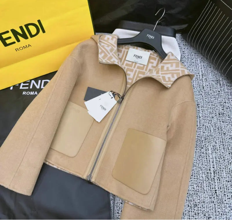 HOODED WOOL BLEND ZIP JACKET