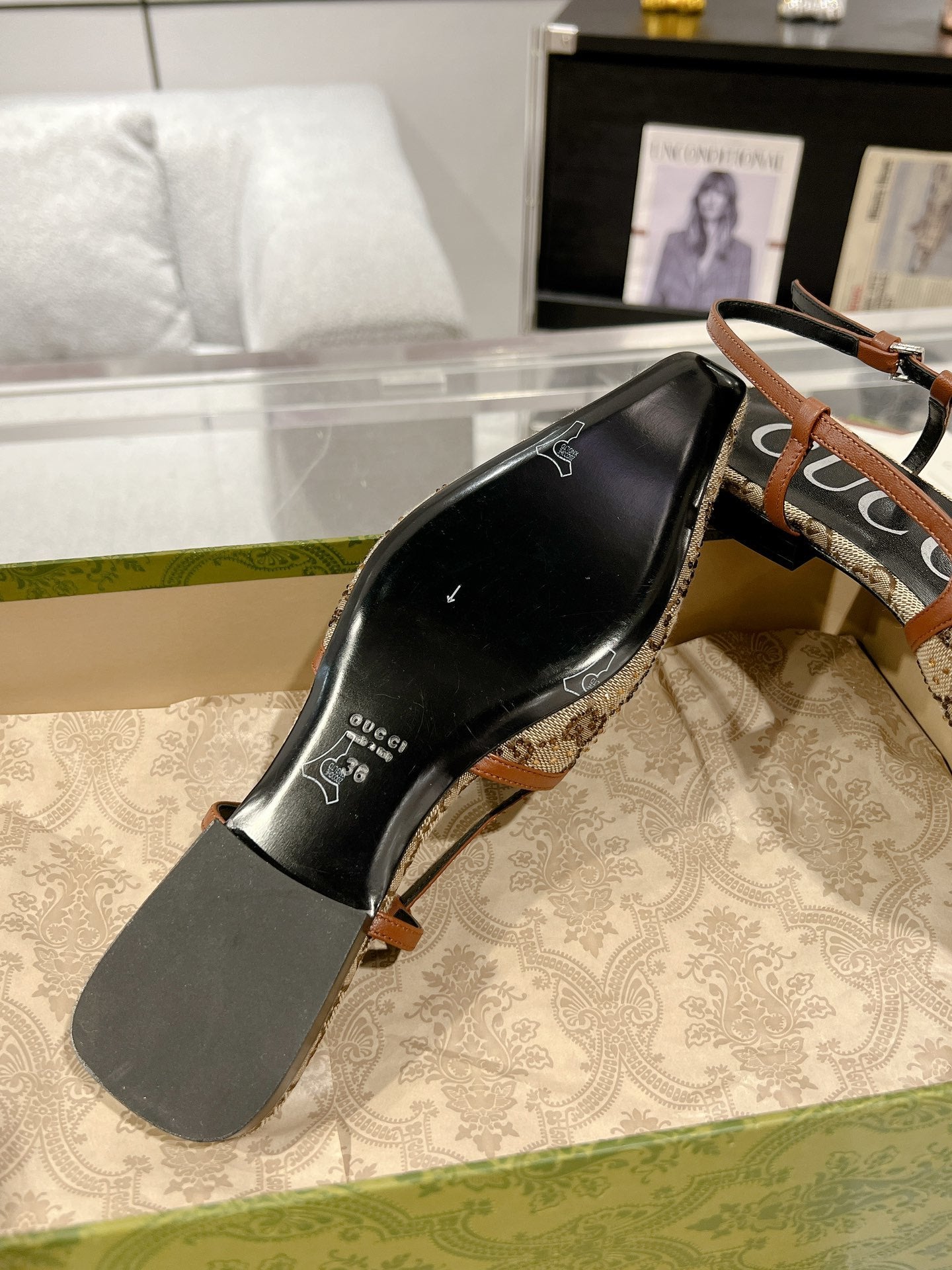 MONOGRAM CANVAS SLINGBACK FLATS