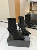 BLACK CRYSTAL HEEL BOOTS