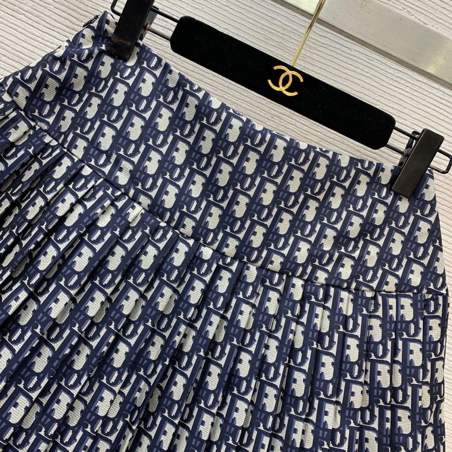 BLUE MONOGRAM PLEATED MINI SKIRT