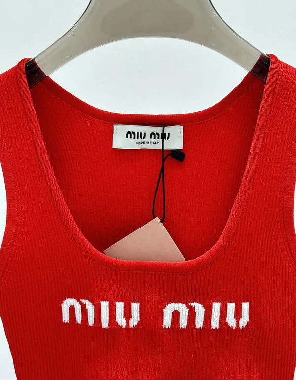 LOGO RIBBED CROPPED TANK TOP