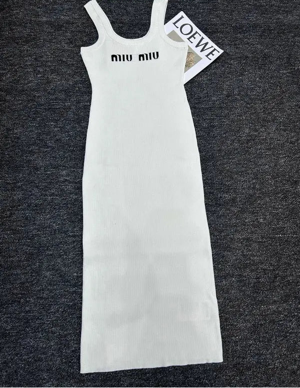 RIBBED LOGO MIDI TANK DRESS