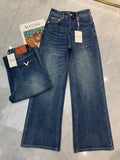 HIGH-WAIST WIDE LEG DENIM JEANS WITH LOGO DETAIL