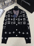 MONOGRAM PATTERN KNIT CARDIGAN