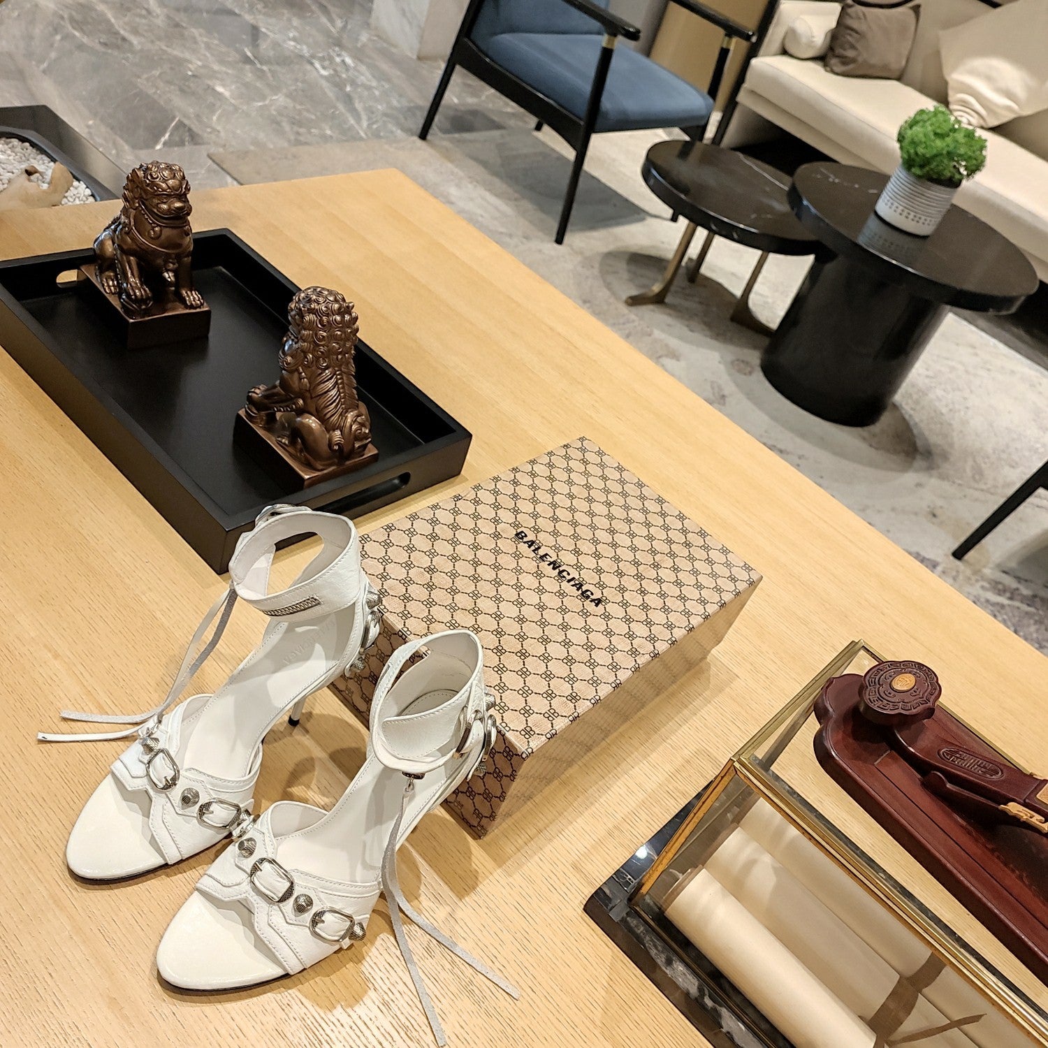 WHITE BUCKLE STRAP HIGH HEEL SANDALS